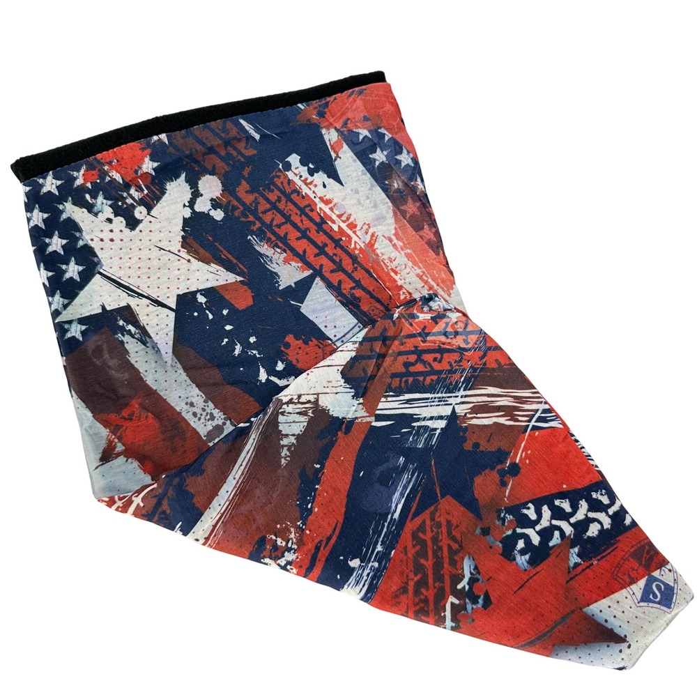 SACO Frost Tech Fleece Face Shield Neck Gaiter Patriotic Stars‎ Stripes NEW!